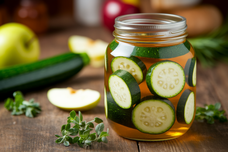 bocal-courgettes-vinaigre-cidre-herbes