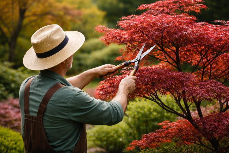 jardinier-chapeau-cisailles-erable-japon