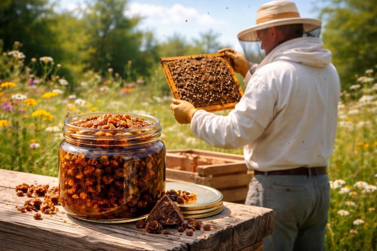 apiculteur-cadre-ruche-pot-propolis