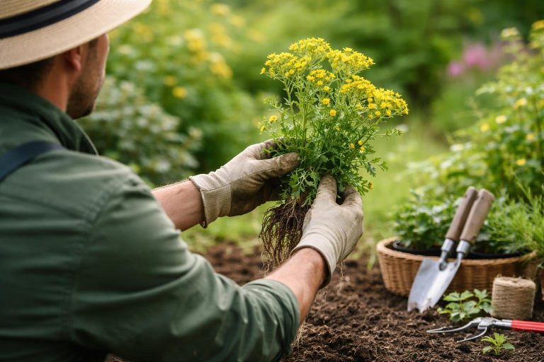 jardinier-plantant-senecon-mains-gantees