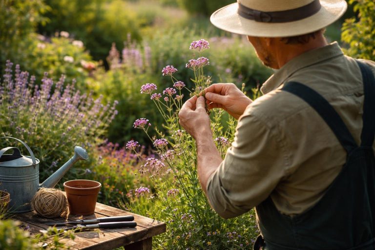 jardinier-tige-verveine-jardin-verdoyant