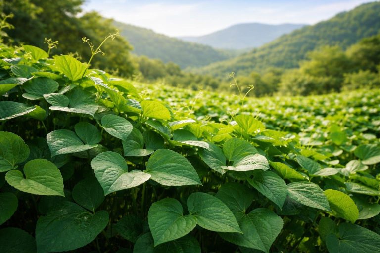 kudzu-vert-paysage-collines-ciel-bleu