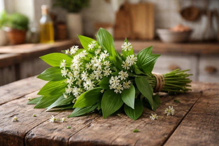 bouquet-ail-vigne-surface-bois