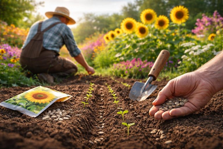 jardinier-chapeau-paille-graines-tournesol