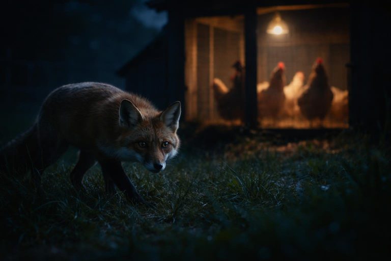renard-ferme-nuit-poulailler-lune